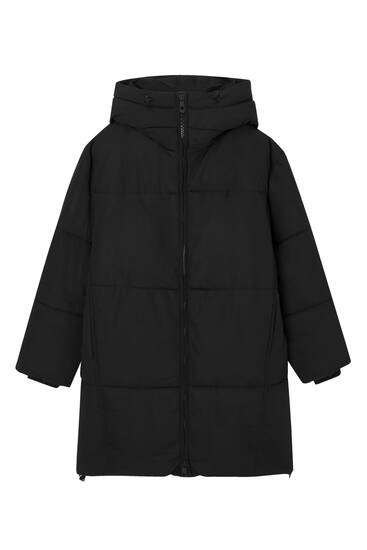 Pull and shop bear black puffer