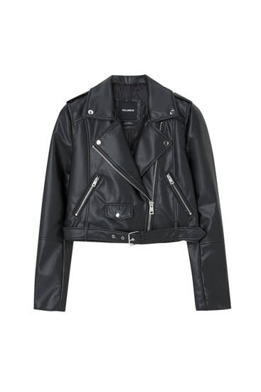 Chamarra biker efecto piel PULL BEAR