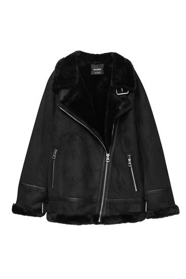 Double faced long jacket PULL BEAR