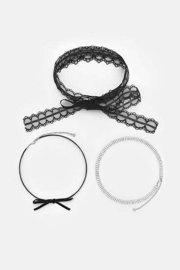 Pack of 3 bow chokers