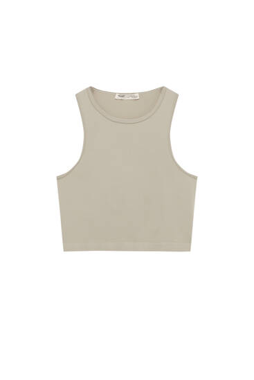 Ribbed tank top with wide straps - PULL&BEAR