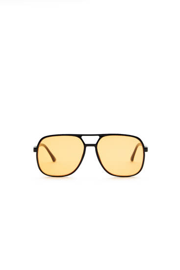 Aviator sunglasses with orange lenses