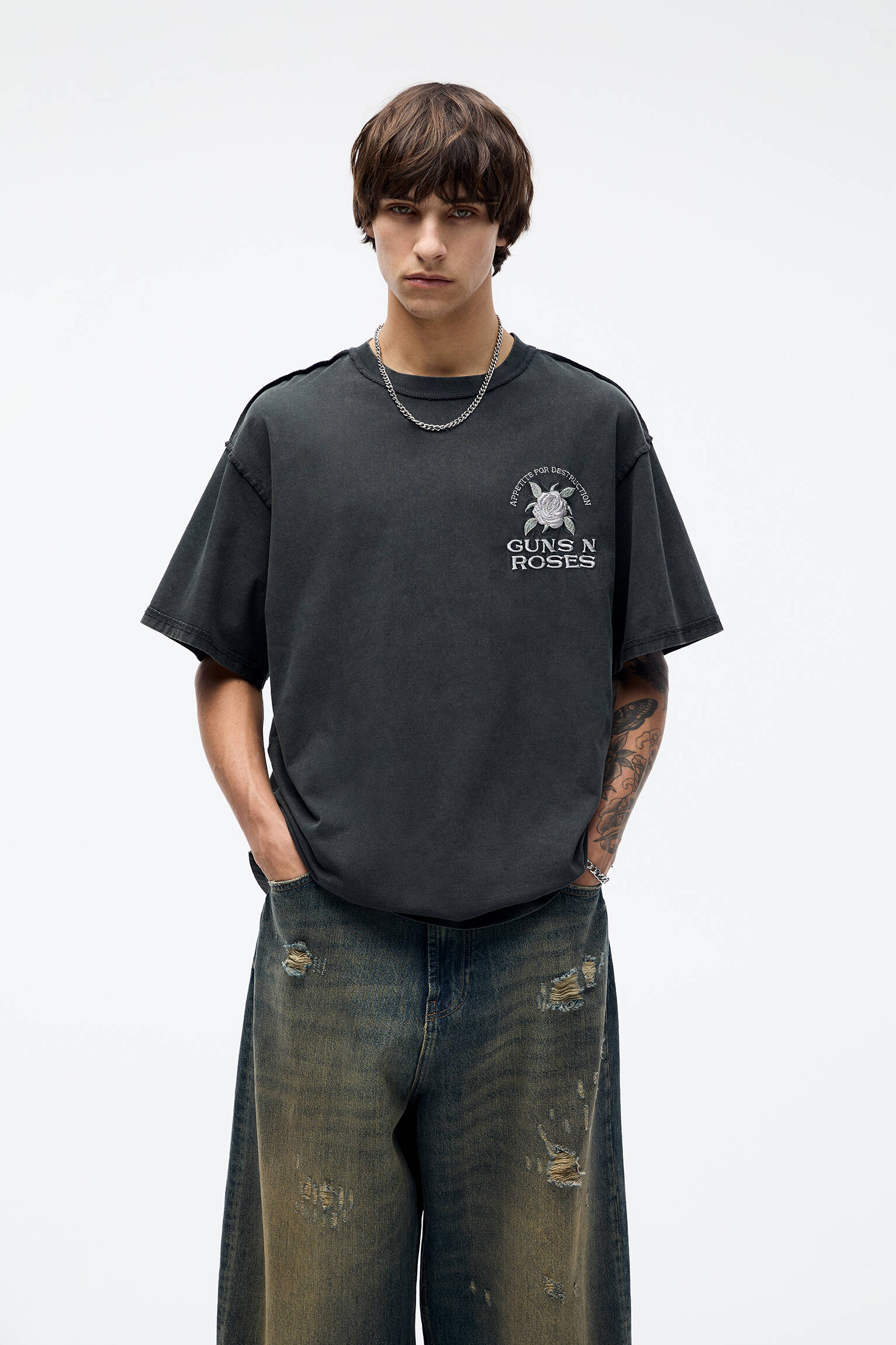Old Glory T-Shirt Uomo Guns N' Roses - Croce - Black - Taglia L - Merchandise Ufficiale