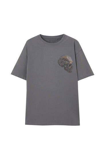 T-Shirt mit Vincent-Van-Gogh-Grafik in Grau