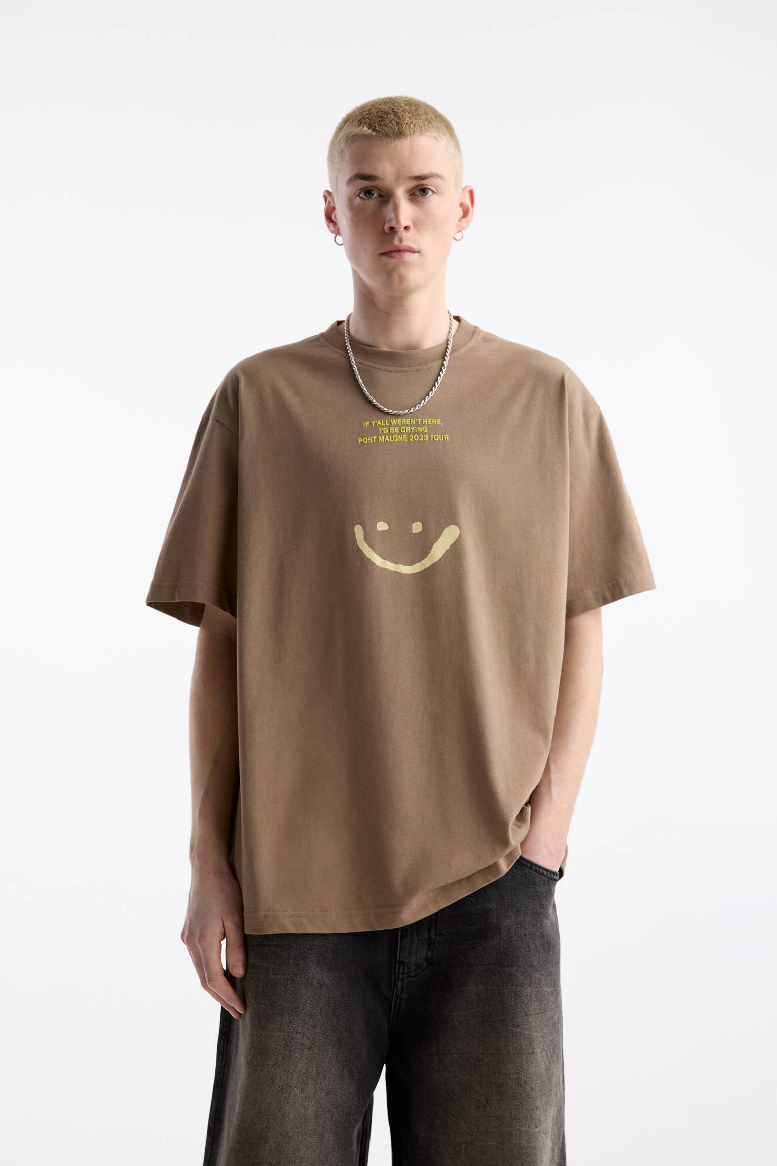 Brown Post Malone T-shirt - PULL&BEAR