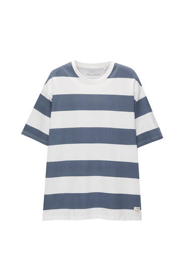 Wide stripe short sleeve T-shirt