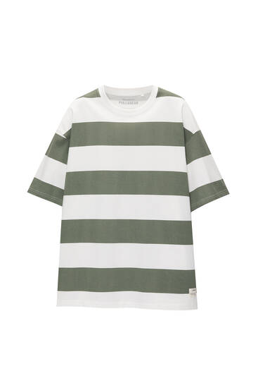Wide stripe short sleeve T-shirt