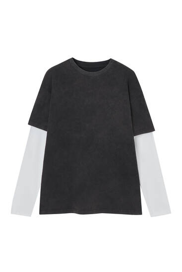 Boxy-fit double sleeve T-shirt