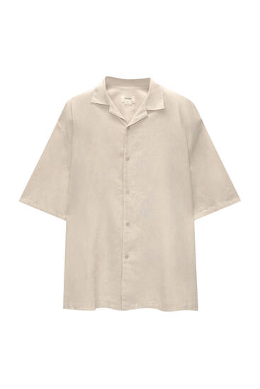 Basic short sleeve linen blend shirt
