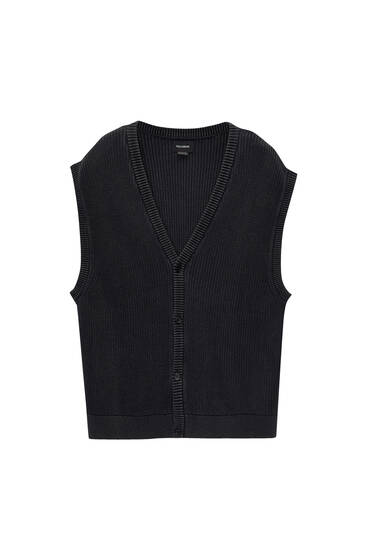 Washed-effect knit vest