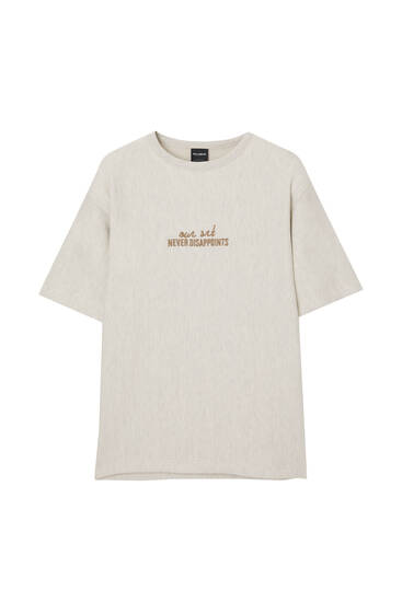 Plush T-shirt with embroidered slogan