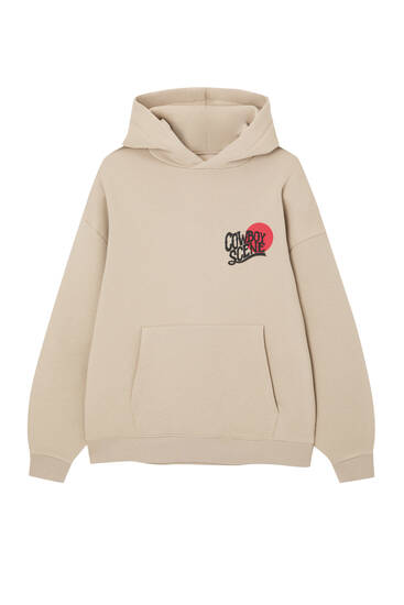 Hoodie with pouch pocket and front graphic