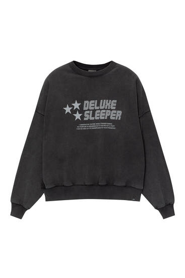 Grafik yıldız baskılı oversize sweatshirt
