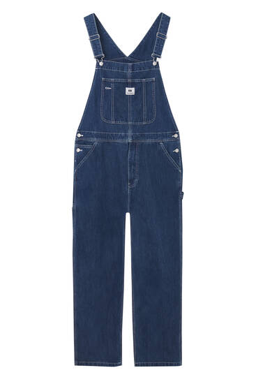 Denim dungarees with label
