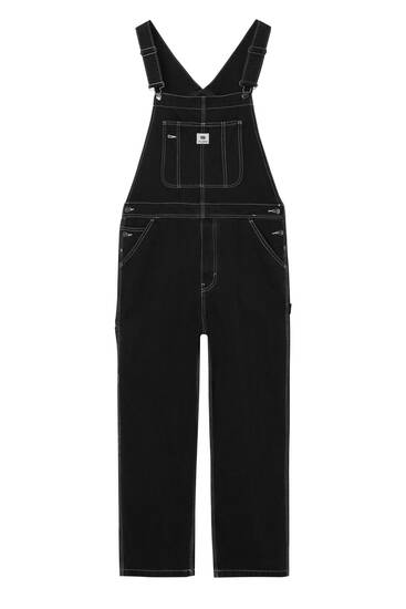 Denim dungarees with label