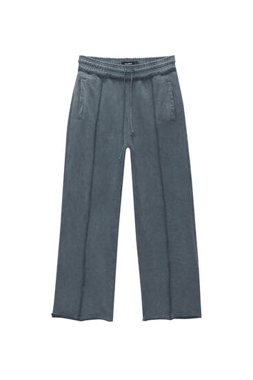 Wide-leg joggers with seam