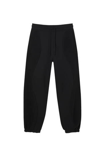 Dikiş detaylı siyah jogger pantolon