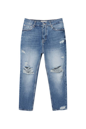 Relaxed-Jeans mit Rissen