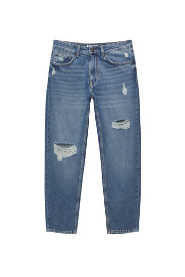 Τζιν παντελόνι standard με λεπτομέρεια από σκισίματα
