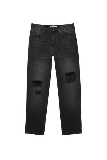 Τζιν παντελόνι standard με λεπτομέρεια από σκισίματα