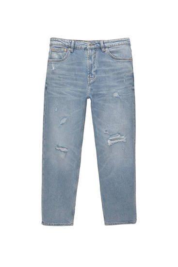 Tapered-Slim-Fit-Jeans mit Rissen