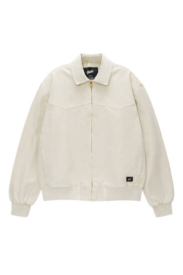 Worker jacket with contrast collar