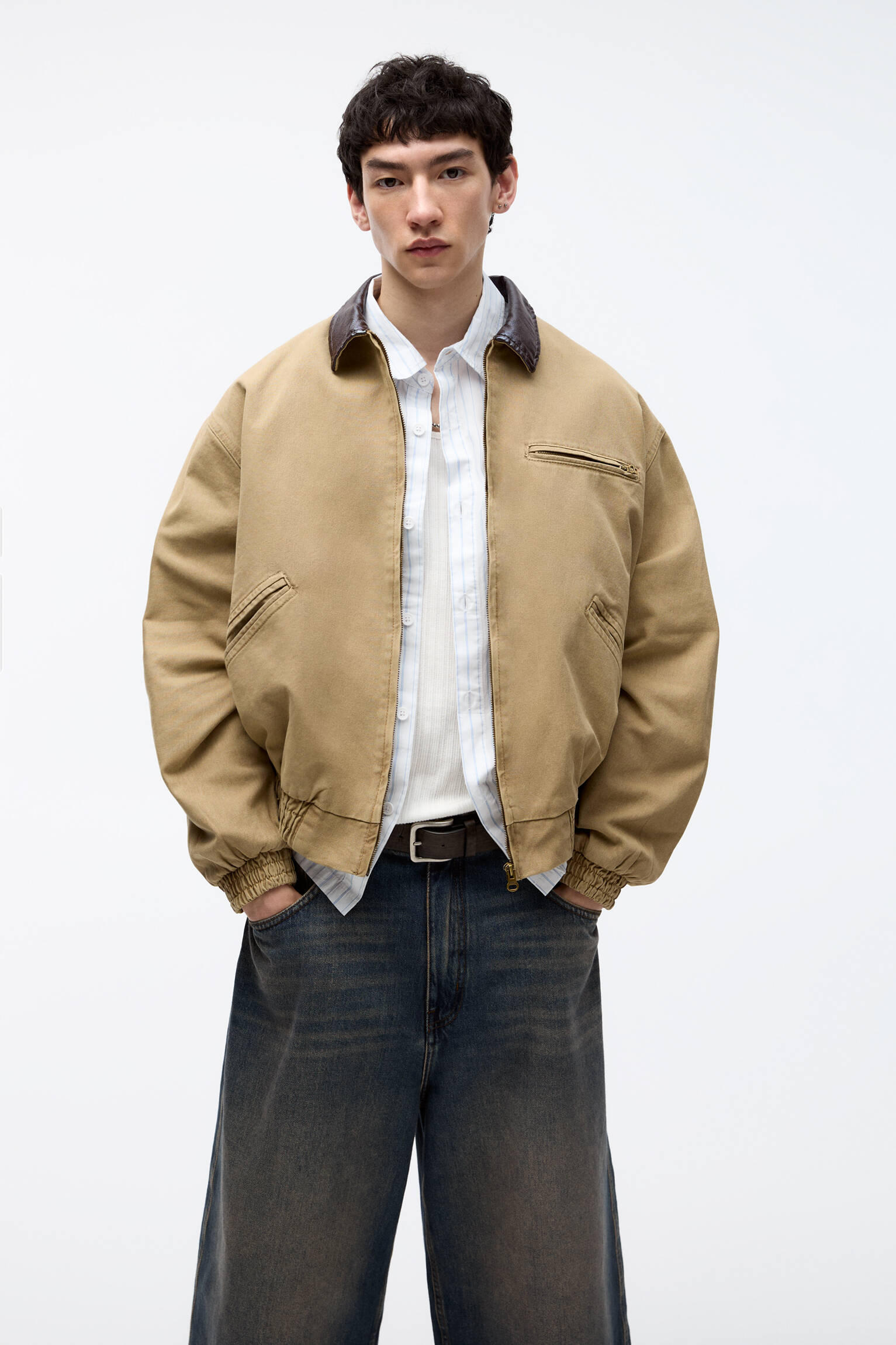 STWD-Workwear-Jacke mit Kragen aus Kunstleder - PULL&BEAR