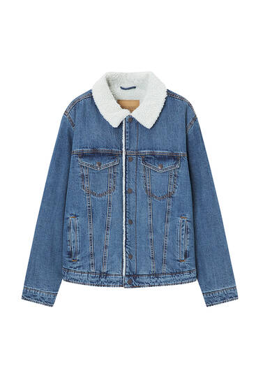 Denim jacket with faux shearling