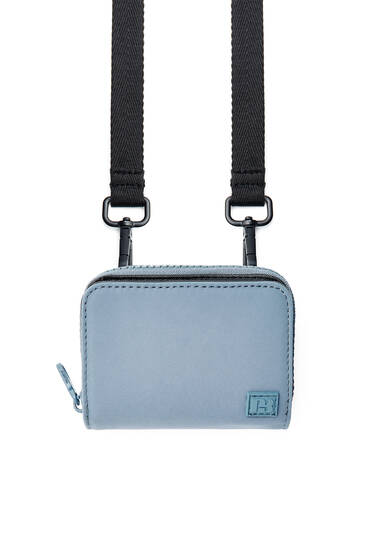 Blaue Brieftasche mit Riemen
