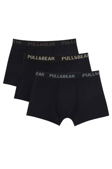Pack of 3 black boxers with pastel logo