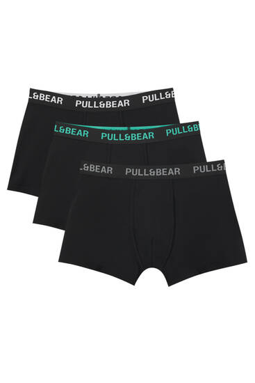 3-pack svarta boxershorts med grönblå logotyp