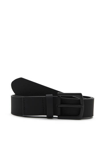 Faux leather black belt