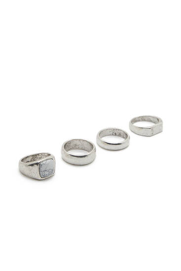 4-pack of silver-coloured rings