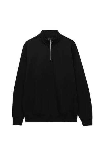 Basic coloured zip-up neck sweatshirt