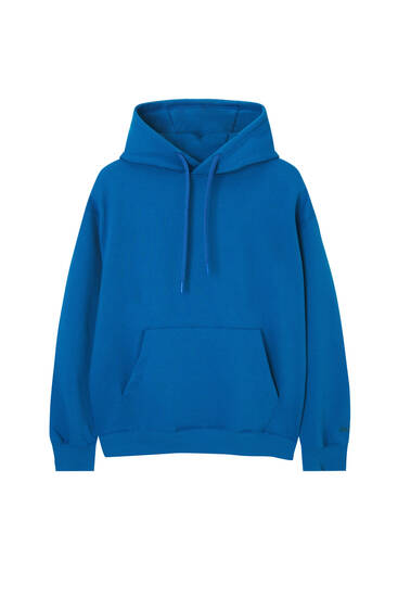 Basic renkli kapüşonlu sweatshirt