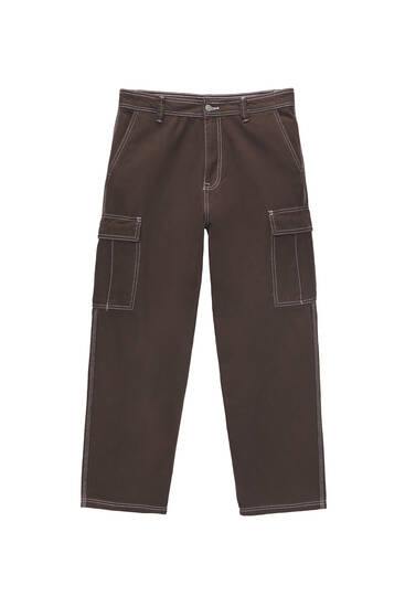 Cargo trousers with pockets and contrast seams