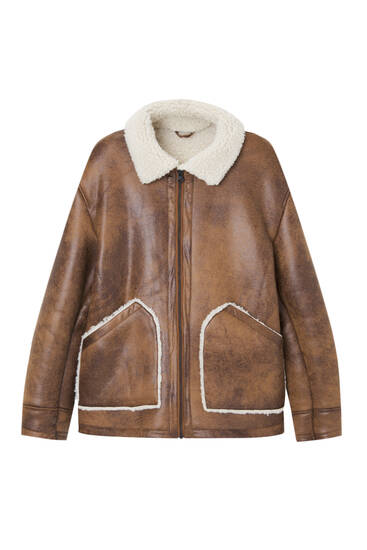 Double-faced faux shearling jacket