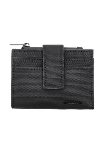 Faux leather card holder with double zip