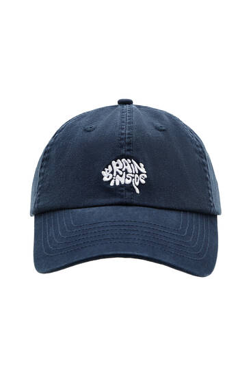 Washed-effect blue cap