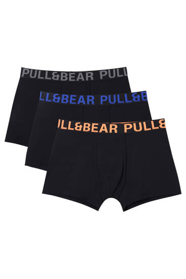 3-pack of black boxers with neon logo