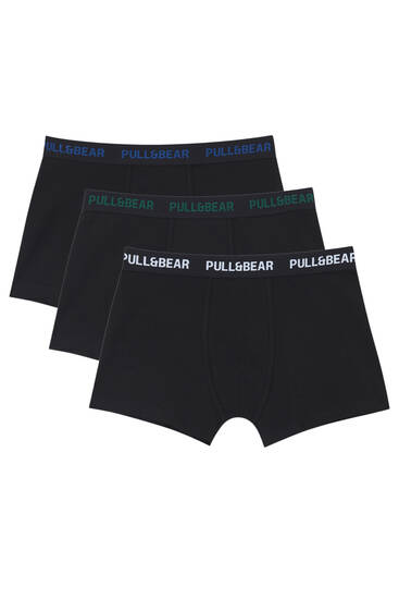 Conjunto de 3 boxers pretos com pormenor de logótipo - PULL&BEAR