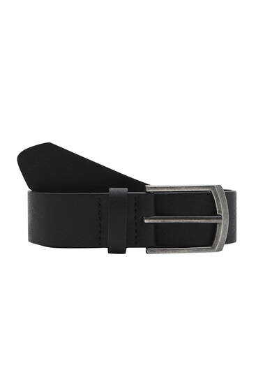 Metallic faux leather buckled belt