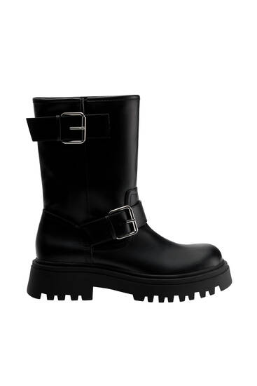 Lined biker ankle boots