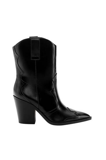 Heeled cowboy ankle boots