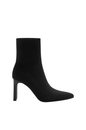 Stretch high-heeled ankle boots