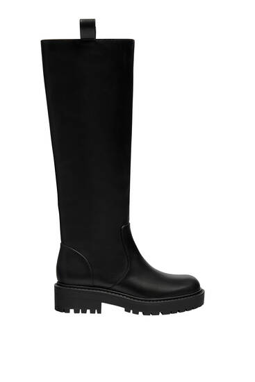 Lined flat knee-high boots