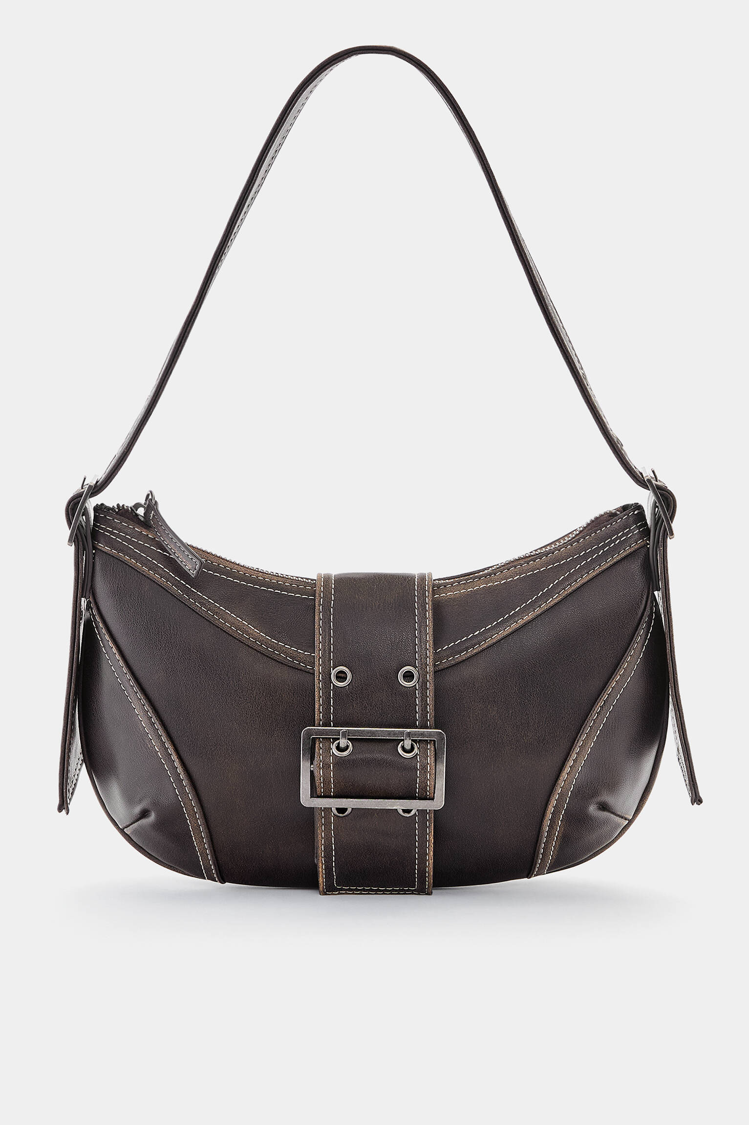 Distressed shoulder bag with buckle - pull&bear