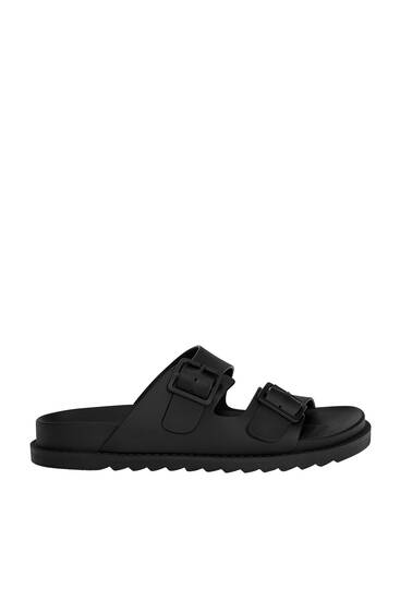 Rubberised sandals with buckles
