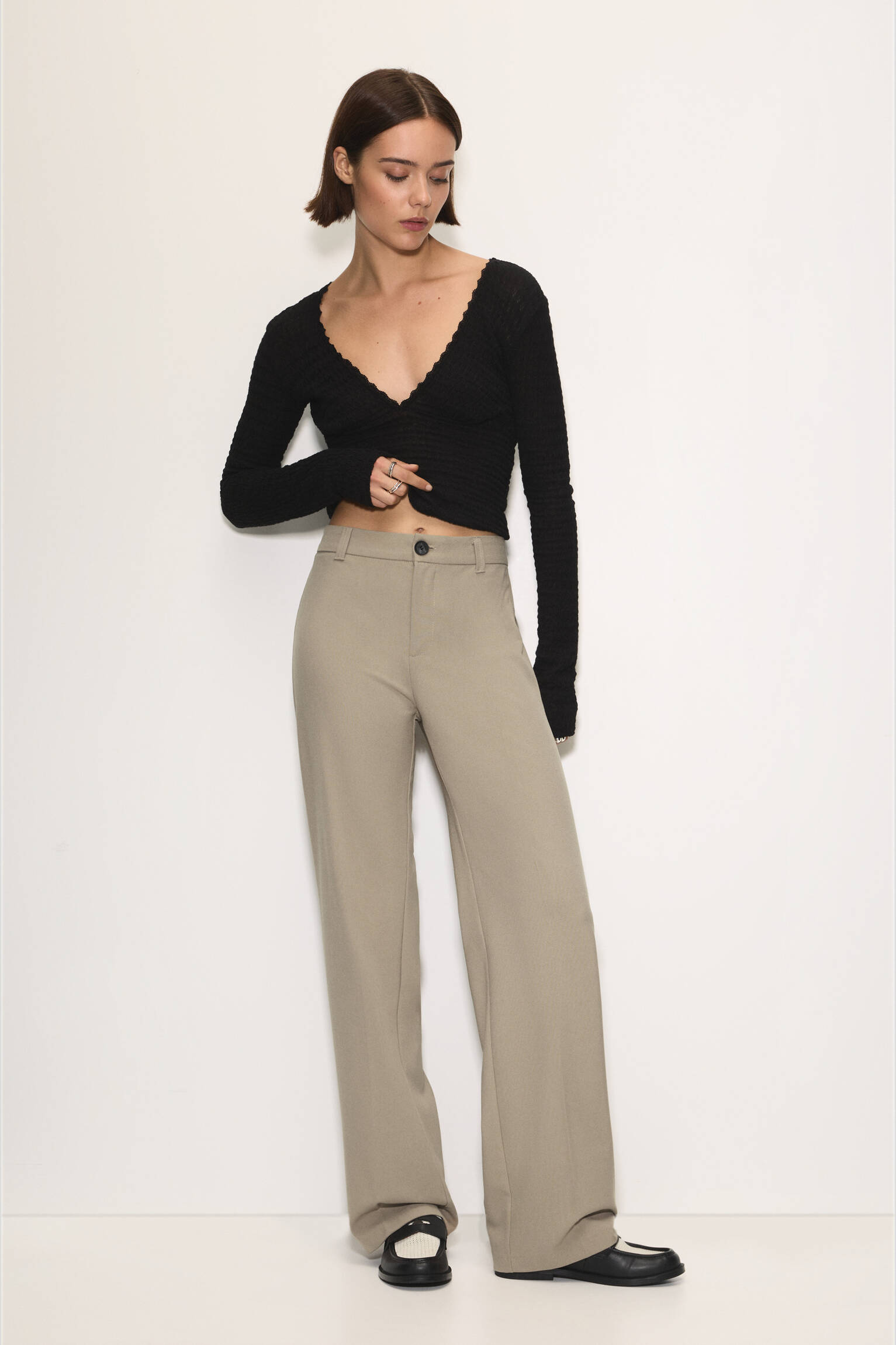 Pantalon de ville taille haute - pull&bear