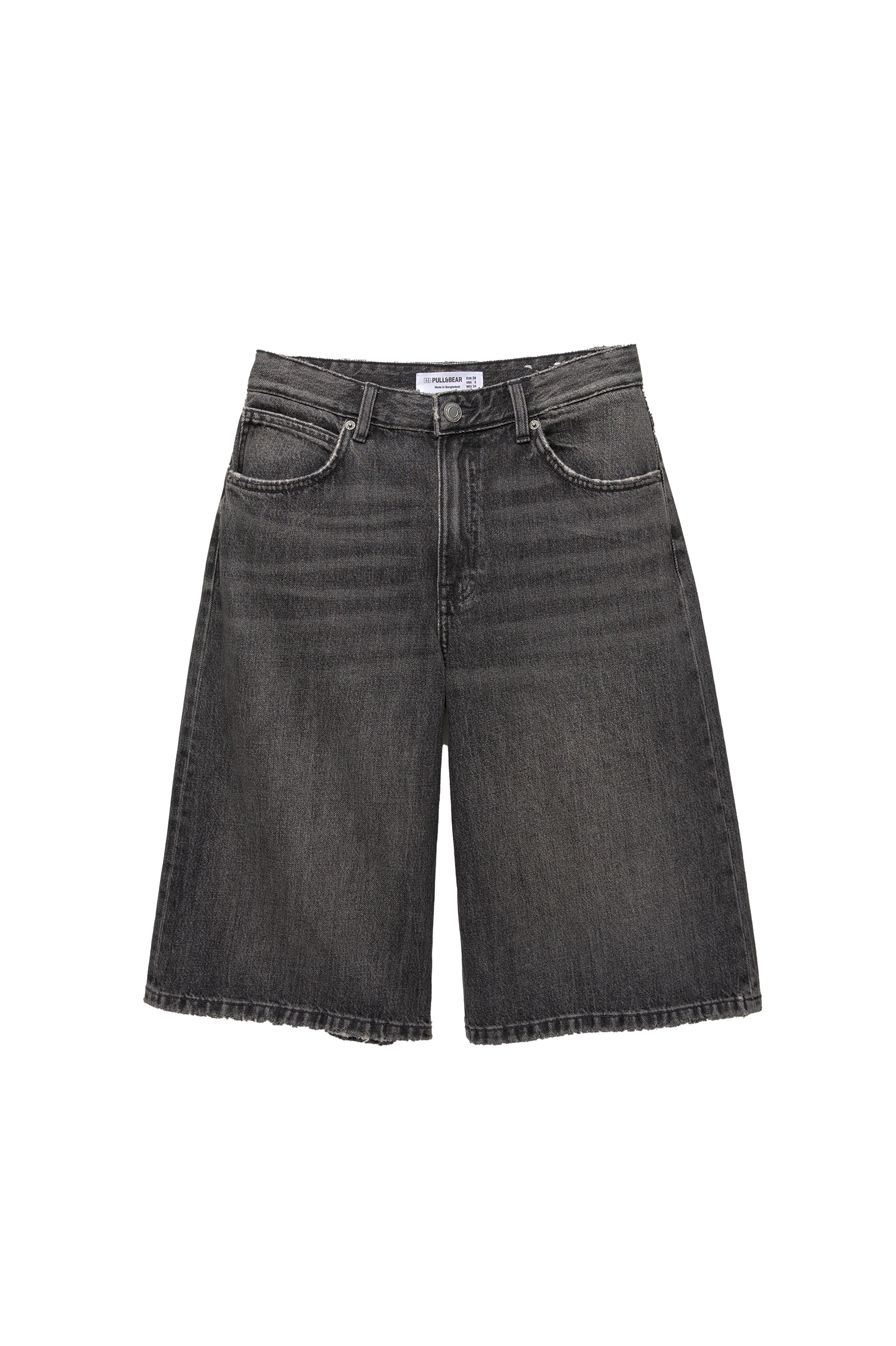 Urban Classics Bermuda Damen Jeans Shorts Schwarz PULL&BEAR FRAYED